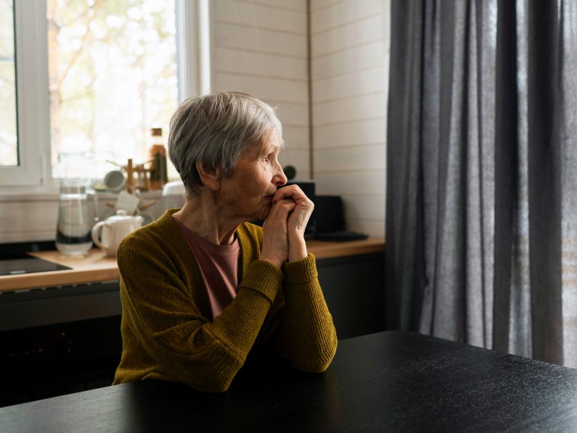 An elderly woman suffering the hard truth about mental health and aging