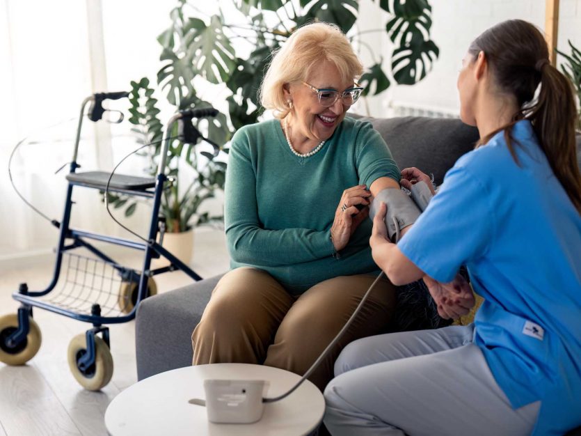 Senior getting blood pressure