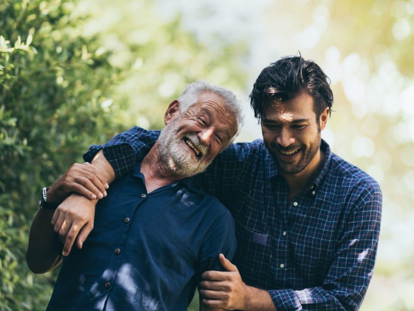 Father's Day - Senior Father and Son Hugging