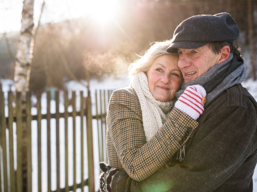 Elderly couple enjoying winter together - Preparing for Cold Weather
