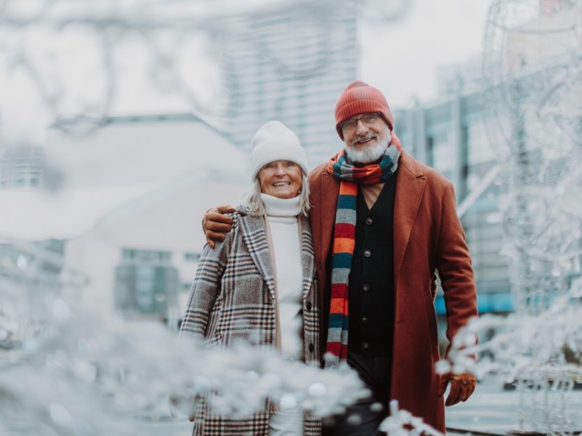 Couple posing in winter attire - Fall Prevention