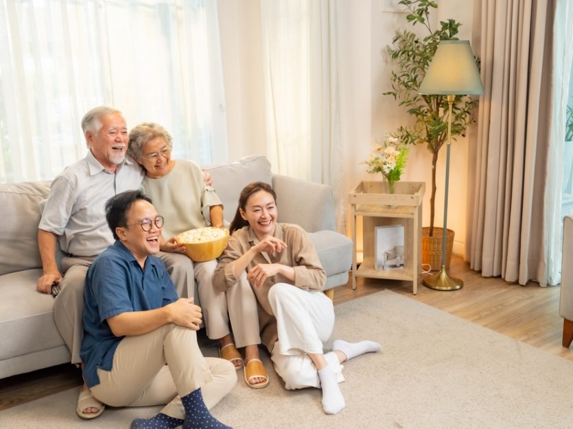 Family gathering in a cozy living room - Aging in Place